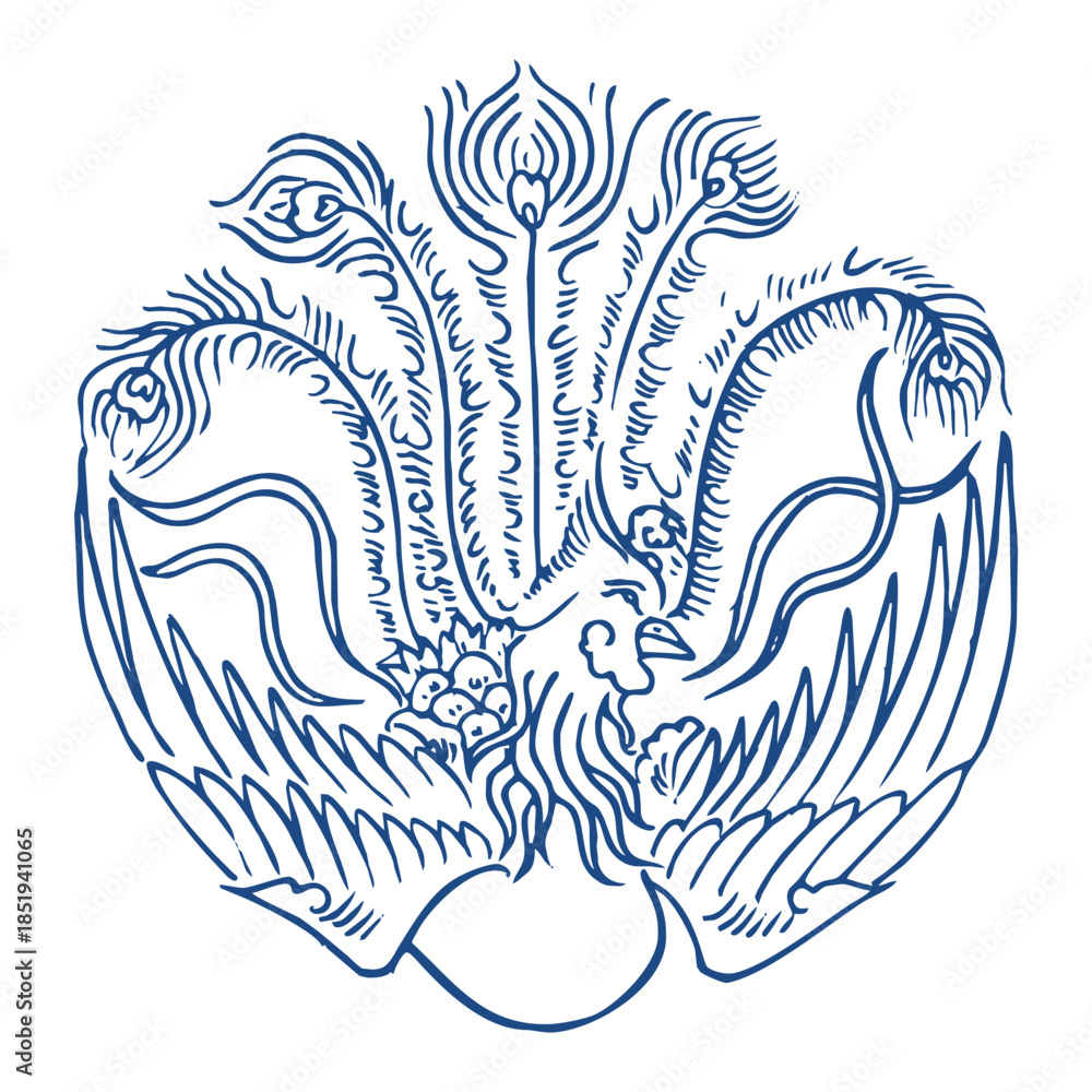 Fototapeta premium Chinese Blue and White Porcelain Pattern, Traditional Vector Design