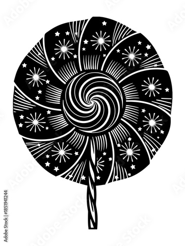 spiral-shaped firework geometry, thin-line symmetry, pastel and gold sparks expanding outward, elegant dynamic motion, isolated on white, vector minimal celebration art
