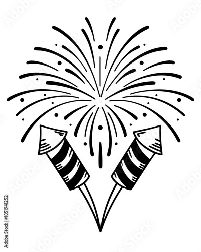 spiral-shaped firework geometry, thin-line symmetry, pastel and gold sparks expanding outward, elegant dynamic motion, isolated on white, vector minimal celebration art
