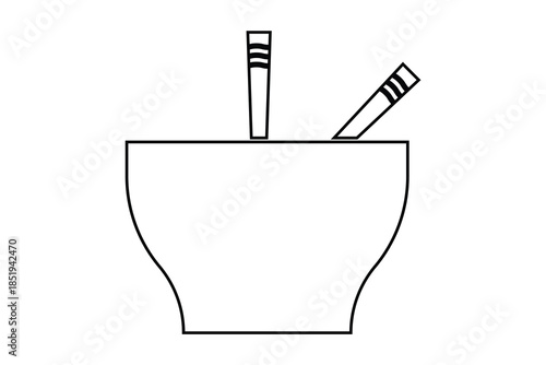 chopsticks and bowl icon, set of chopsticks and bowl on white background.