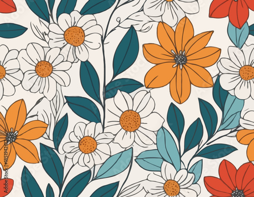 Floral Line Art Vector Illustration