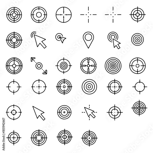 Target set icons sight sniper symbol isolated on a white background, crosshair
