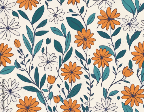 Floral Line Art Vector Illustration