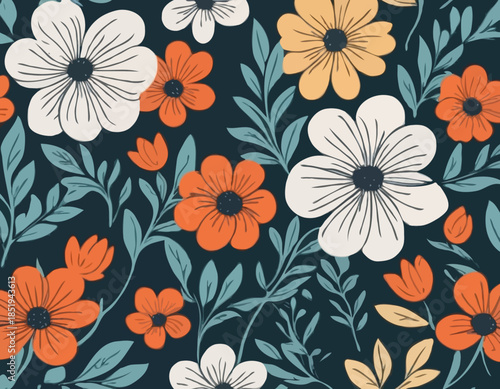 Floral Line Art Vector Illustration