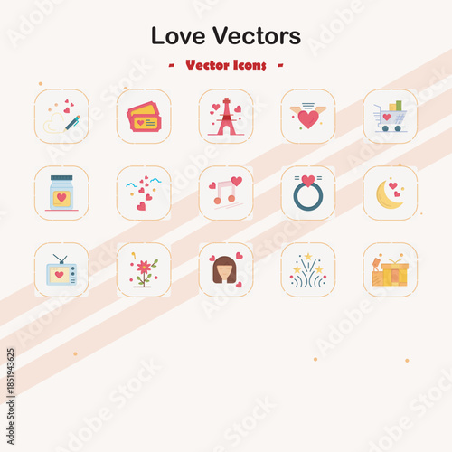 Love Icons for Valentine's Day A Romantic Vector Collection