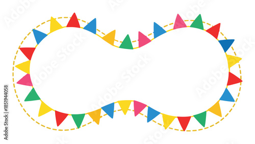 Colorful triangular bunting garland border frame