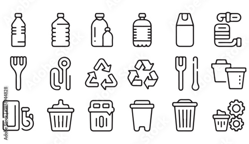 Minimal hand drawn sustainability and recycling icon pack