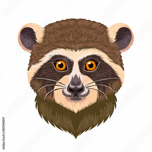 Cartoon raccoon head illustration isolated on white background