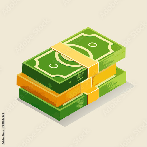 Stacked banknotes illustration financial concept economic wealth isolated