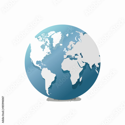 Illustrated earth globe depicting continents on white background