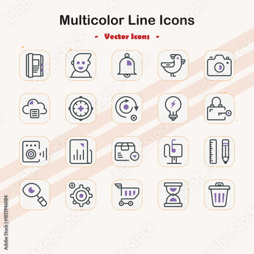 Multicolor Line Icons - Vector Icons