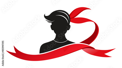 Silhouette with red ribbon