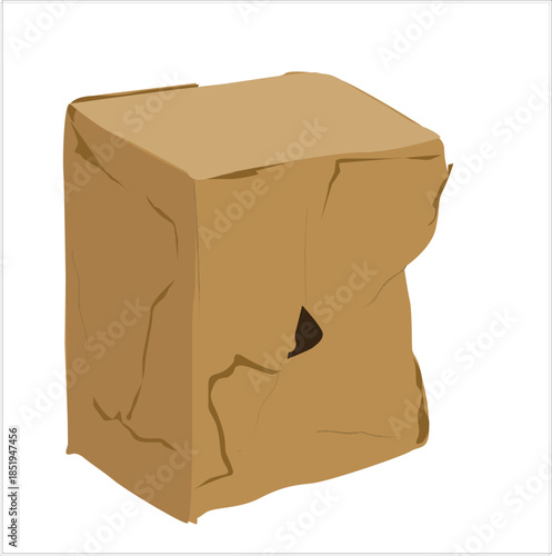 damaged cardboard box.Damaged torn cardboard box, parcel. Creased crinkled package. 