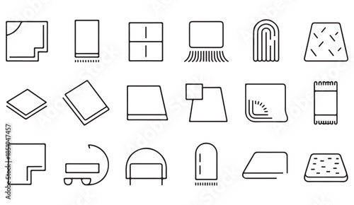 Hand drawn paper and document icons set in minimal outline style