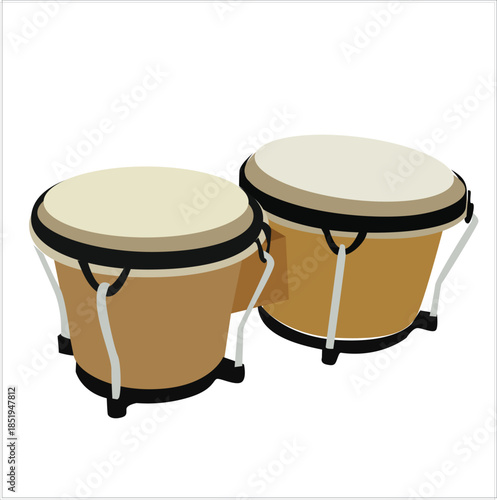 Two djembe drums.Music Instrument, An Illustration of Two Retro Style Classical Timpani or Kettle Drum 
