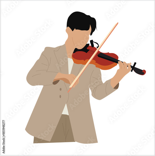 violin playing man.Professional musician play on violin with bow.