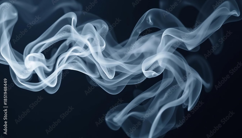 Fototapeta premium Wispy white smoke plumes rising against a dark background, ethereal and mysterious, dark, cloud