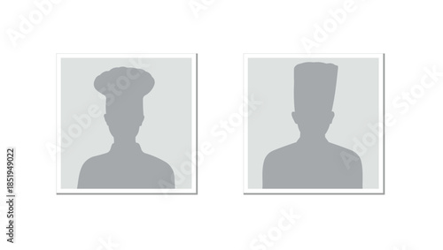 Male and female chef profile silhouette icons. Culinary avatar vector set