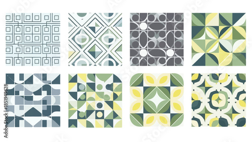 Collection of Abstract Geometric Patterns Modern Vector Backgrounds with Muted Colors_EPS10_Stock.eps