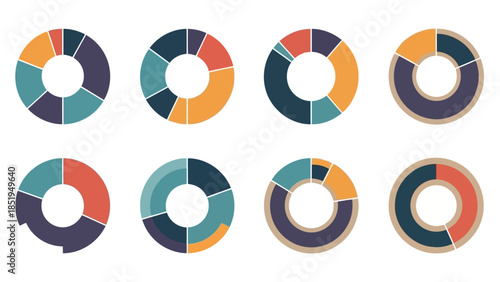 Colorful Donut Charts Vector Infographic Set for Data Visualization_EPS10_Stock.eps