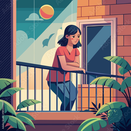 Lo fi girl alone on her balco ec03 acdc.