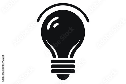 Stylized black and white vector icon of a light bulb, perfect for representing concepts and solutions.