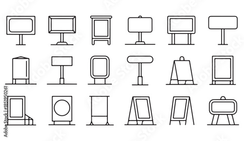 Business presentation board outline icons collection