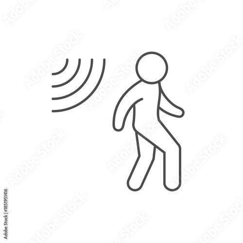 Moving detection line outline icon isolated on white. Vector illustration