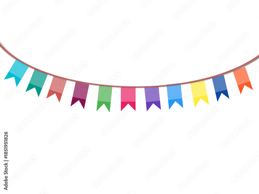Obraz premium Festive Rainbow Party Pennants Perfect for Birthday Decorations and Joyous Event Announcements.