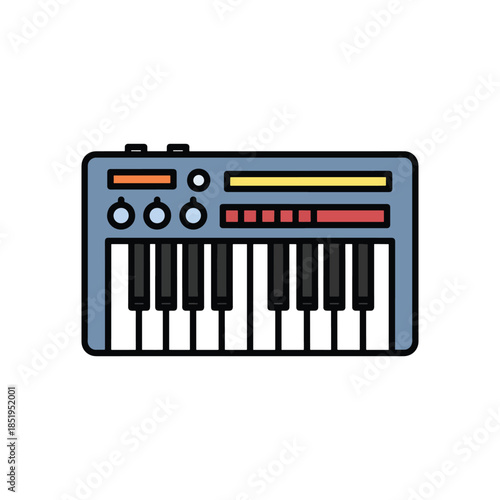 Electronic Keyboard Synthesizer Icon Vector
