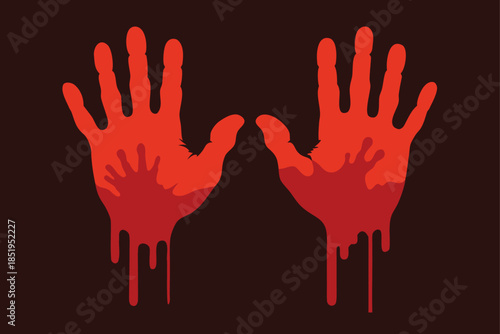 Chilling bloody handprints graphic, creating a spooky and horrifying effect, ideal for Halloween or horror themes.