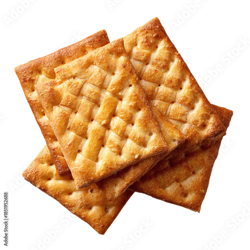 Triscuit-style woven crackers, isolated on transparent background