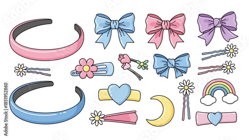 Cute Hair Accessories with Moon and Heart Elements