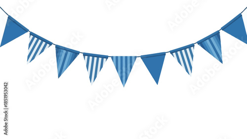Blue Striped Party Flags Bunting for Nautical or Birthday Theme
