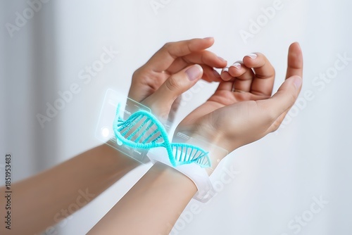 Person Using Wearable Tech Device on Wrist for Health Monitoring