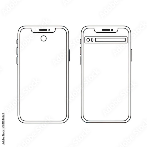 Smartphone illustration front and back isolated on transparent background