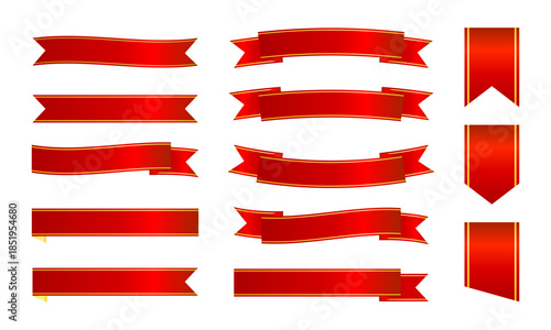  赤を基調にした装飾リボンとフラッグのセット