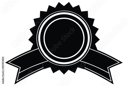 Set of elegant blue ribbon award badges with gold trim, perfect for recognizing achievement and excellence.