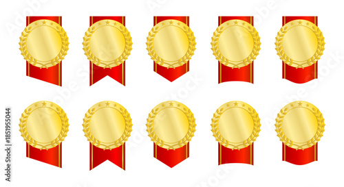 赤系配色のメダル風リボン装飾セット