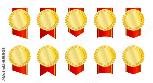 赤基調でまとめた装飾バッジ風リボン集