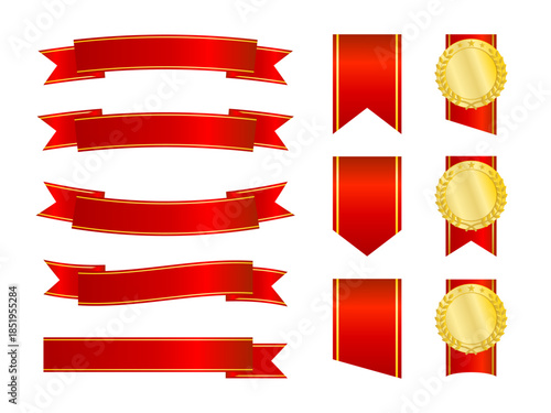 見出しに使いやすい赤系リボンバナー装飾