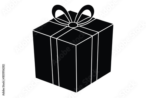 Striking black gift box with a bold outline on a clean white background, representing a simple yet impactful gift concept.