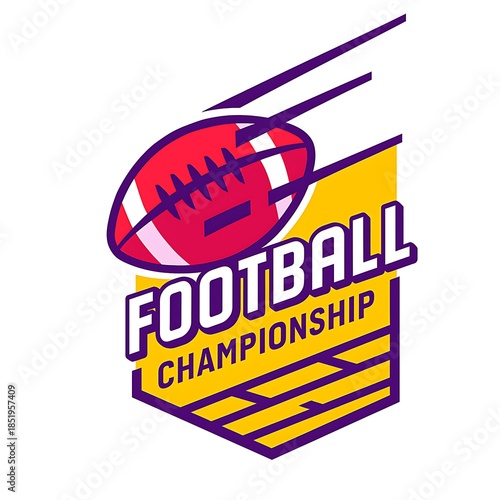 Football Championship Logo Design with Ball and Dynamic Shield Emblem Isolated on White Background