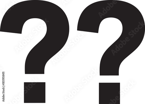 Two black question marks isolated on white background