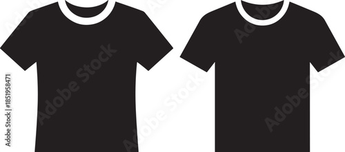 Two black tshirts mockup isolated on white background