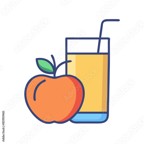 Fresh apple juice with fruit vector icon illustration