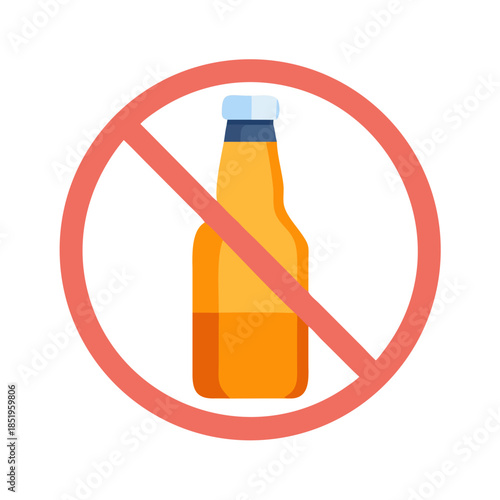 No alcohol concept with prohibition sign and beer bottle