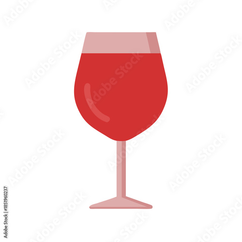 Elegant red wine glass against a stark white background