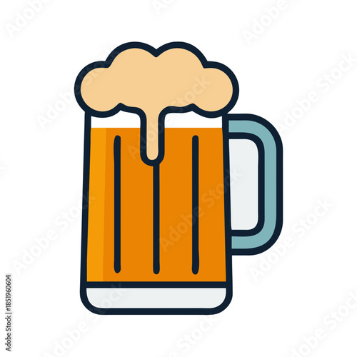 Stylized cartoon beer mug illustration on white background