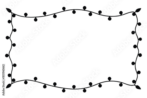 Enchanting border of bright, glowing Christmas lights forming a festive garland, perfect for holiday greetings.